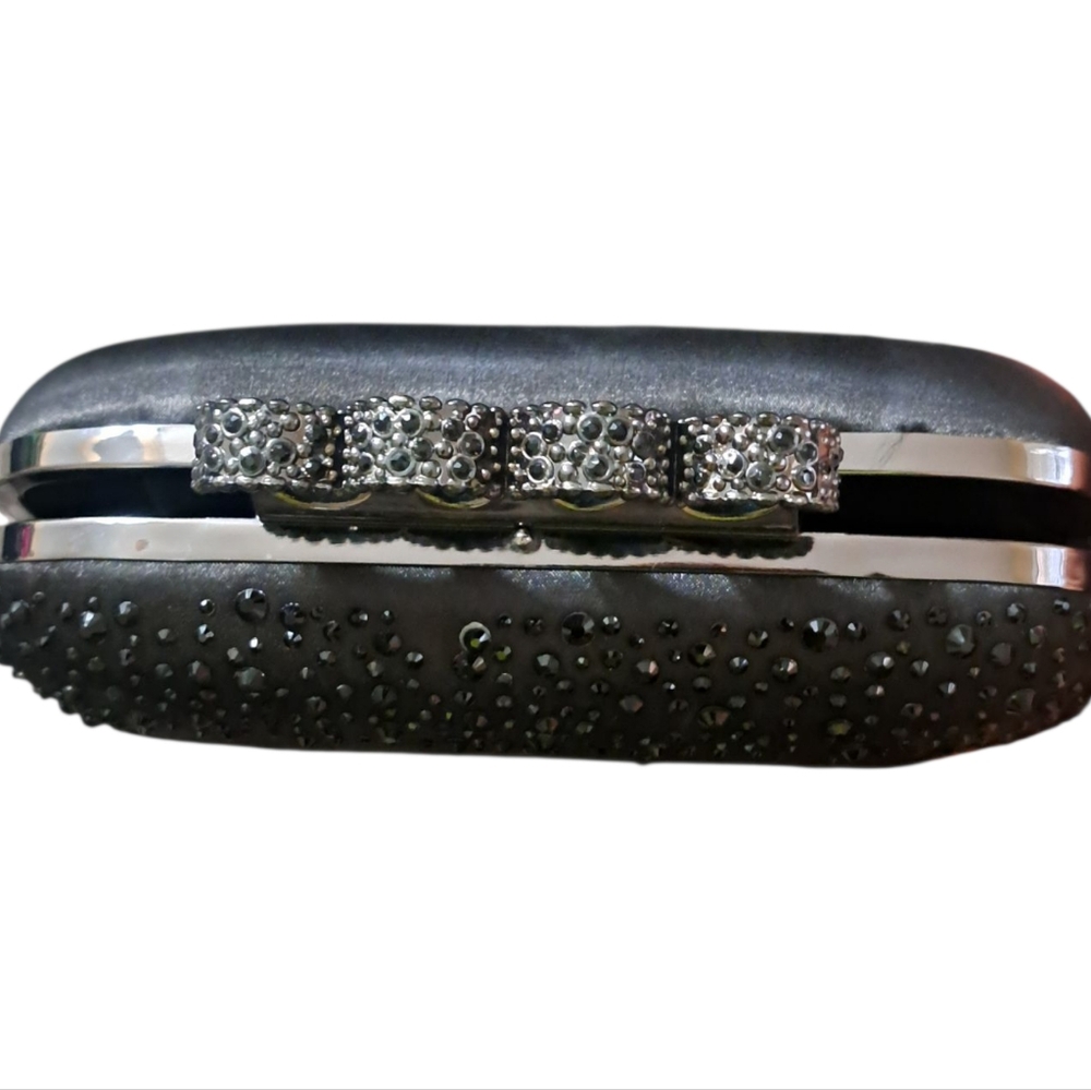 Express Black Satin & Rhinstone Kuckle Clutch - Picture 3 of 7
